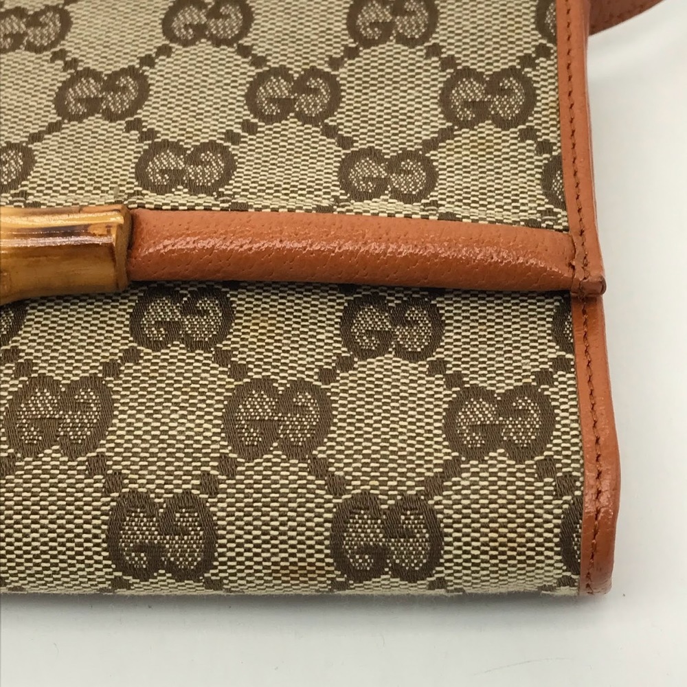 GUCCI GG Canvas Bamboo Shoulder Bag Beige - Picture 6 of 11